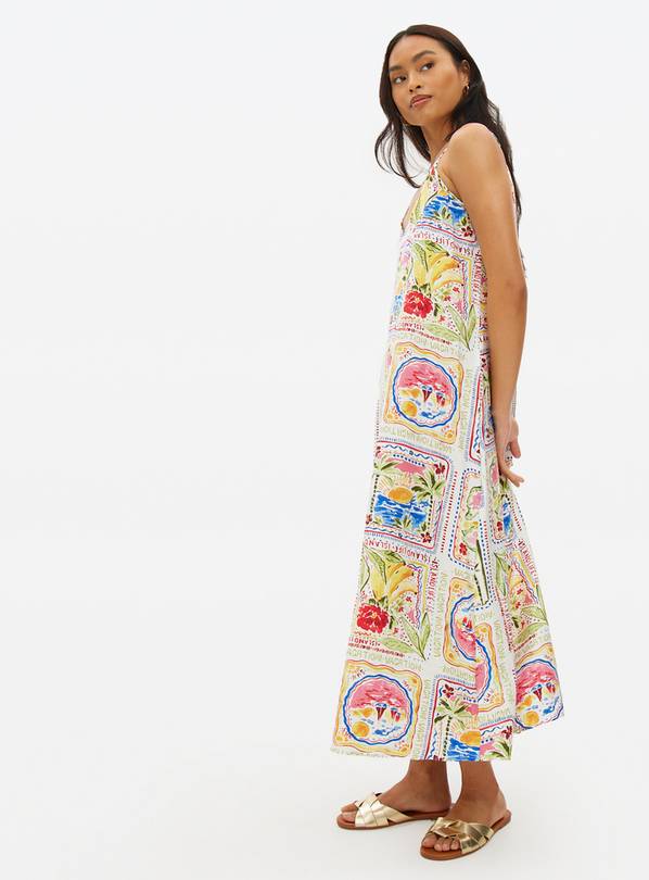 Multi Postcard Printed Strappy Midaxi Dress 20